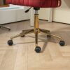 Velvet Home Office Desk Chair, Modern Cute Computer Chair With Swivel Wheels, Height Adjustable - Wine Red - Image 12