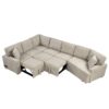 L-Shaped Sofa Sectional Sofa Couch Pull-Out Sofa Bed With Charging Devices And Cup Holders For Living Room - Beige - Image 21