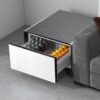 Modern Smart Side Table With Built-In Fridge, Wireless Charging, Temperature Control, Power Socket, USB Ports, Outlet Protection, Induction Light - White - Image 15