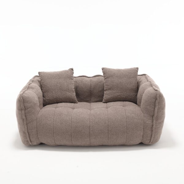 Soft Beanbag Chair With High Resilience Foam Core For Two People - Brown