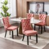 Nikki - Modern, High-End Tufted Solid Wood Contemporary Velvet Upholstered Dining Chair With Wood Legs Nailhead Trim (Set of 2) - Pink - Image 16