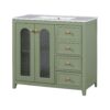 Bathroom Vanity With Two Soft Close Doors, Adjustable Shelves And Three Drawers - Green - Image 15