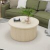 Coffee Table, Round Coffee Table, Modern Side Tables Accent End Table For Living Room, Apartment - Natural - Image 2