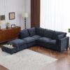 U - Shaped Sectional Sofa Modular Sofa Couch With A Movable Ottoman, A Coffee Table With Hidden Charging Devices For Living Room - Blue - Image 13