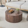 Simple Deep Cylindrical Coffee Table, Industrial / Minimalist Style - Dark Walnut - Image 4