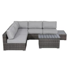 4 Person Patio Sectional Set With Cushions - Brown