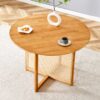 Chinese Countryside Retro Solid Wood Round Table, Simple Modern Imitation Rattan Table - Wood - Image 2