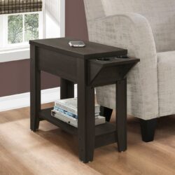 Accent Side Table, Storage, Lamp, Transitional - Espresso