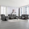 Home Theater Recliner Set Manual Recliner Chair With Wide Armrest, Two Built-In Cup Holders For Living Room - Gray - Image 13