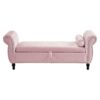 Luxurious Velvet Multifunctional Storage Ottoman Bench With Pillow - Pink - Image 10