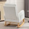 Accent Rocking Chair With Footrest High Back Rubber Wood Rocking Legs Bedroom Living Space - White - Image 4