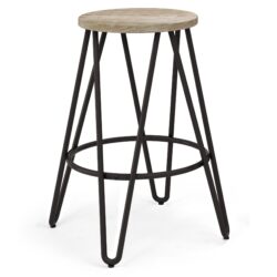 Simeon - Metal Counter Height Stool With Wood Seat - Natural / Black
