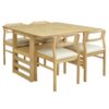 5 Piece Extendable Wood Square Dining Table Set With 2 Drop Leaves, Compact Storage Shelf Kitchen Table Set With Upholstered Chairs For 4 - Natural - Image 8
