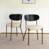 Modern Bentwood Dining Chair, Metal Legs, Ash Veneer Back, (Set of 2) - Cream - Image 4