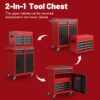 Tool Chest, 5 Drawer Rolling Tool Storage Cabinet With Detachable Top Tool Box, Liner, Universal Lockable Wheels, Adjustable Shelf, Locking Mechanism, Metal Tool Cart For Garage Workshop - Red - Image 7