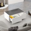 Modern Smart Coffee Table With Built-In Fridge, Bluetooth Speaker, Wireless Charging, Touch Control Panel, USB Ports, Outlet Protection, Atmosphere Light - White - Image 5