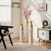 Floor Metal Vases Decorated White Metal Vases (Set of 3) Gorgeous Home Decoration Large Glazed Metal Vases - White - Image 15