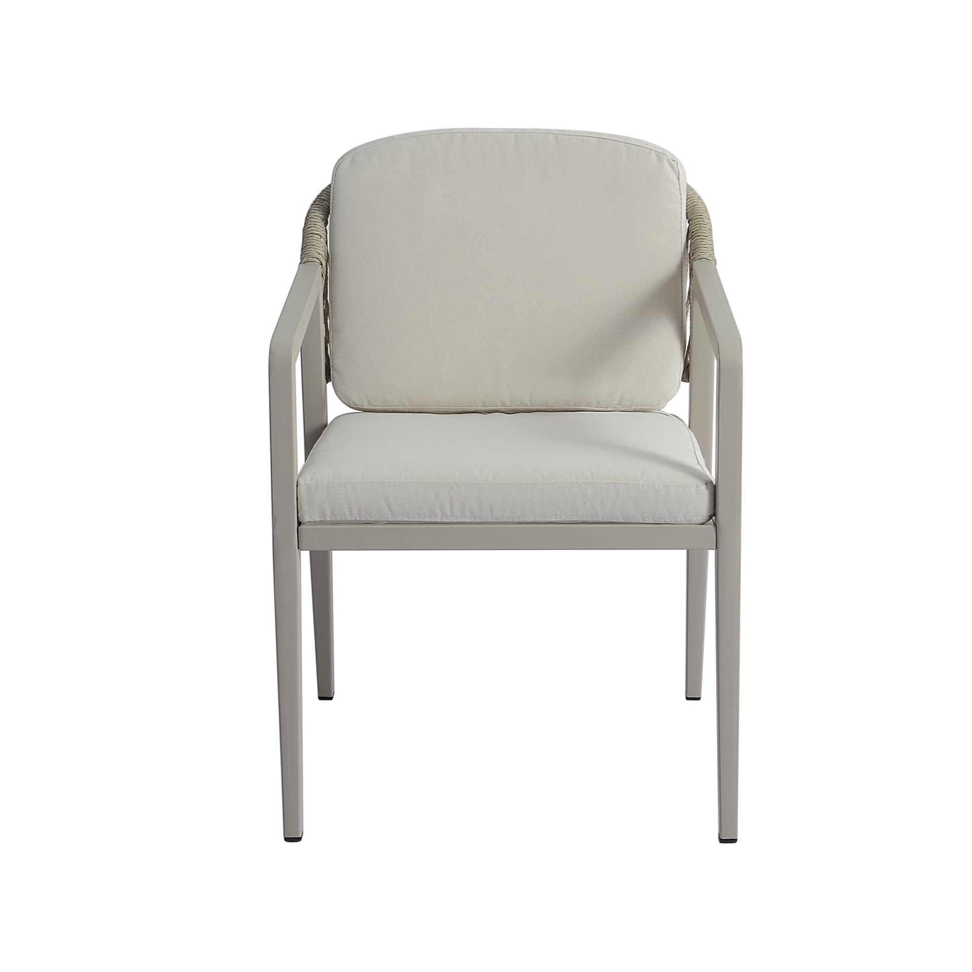 7 Piece Outdoor Dining Set With Acacia Wood Table And Iron Frame Chairs - Gray / Natural - Image 5