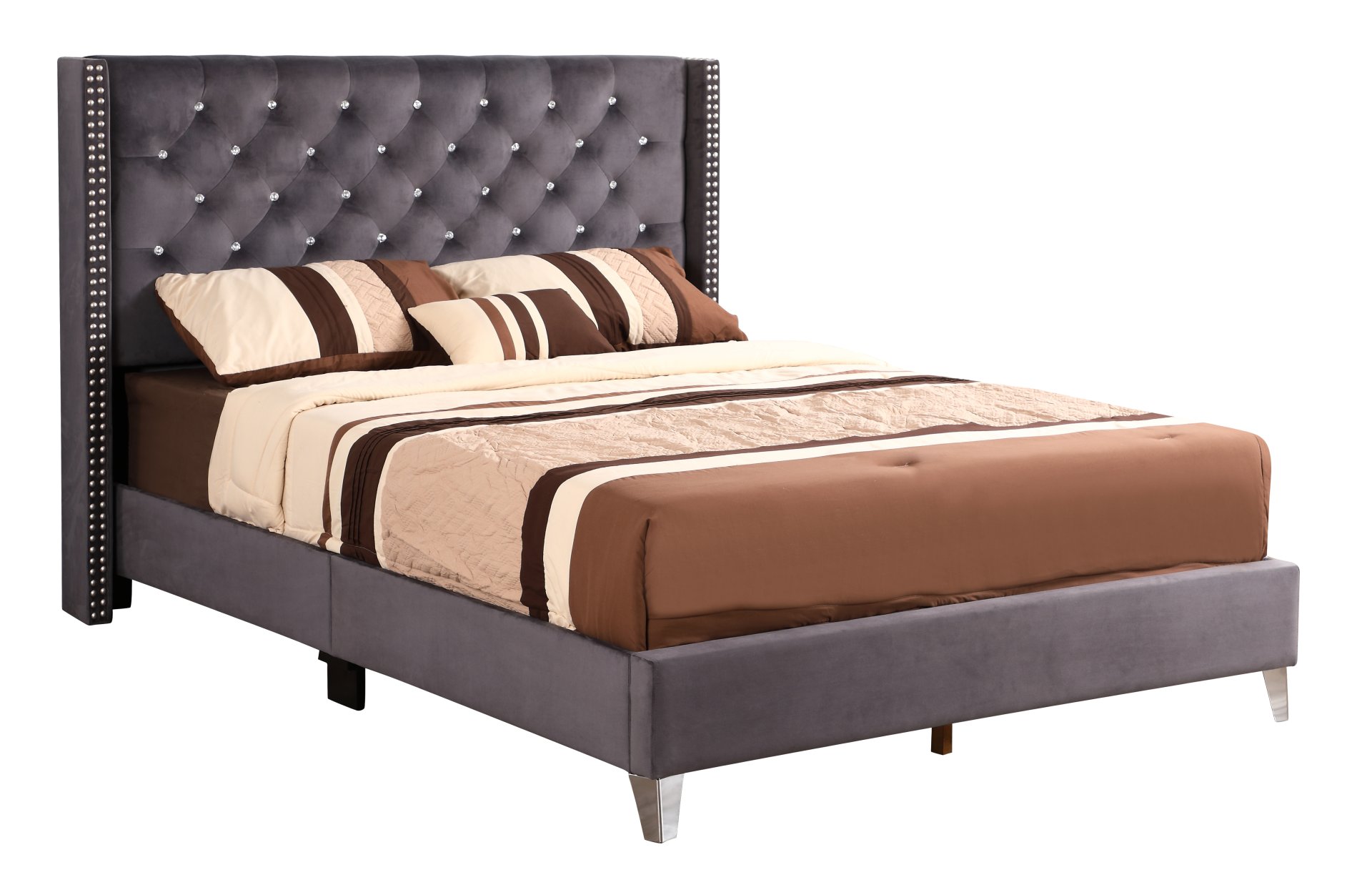 Full Upholstered Transitional Bed - Gray - Image 2