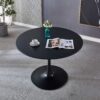 Tulip Table Mid-Century Dining Table For 4-6 People With Round MDF Table Top, Pedestal Dining Table, End Table Leisure Coffee Table - Black - Image 2