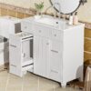 36" Bathroom Vanity With Sink, Soft Close Doors, And Adjustable Shelves Solid Frame - White - Image 7