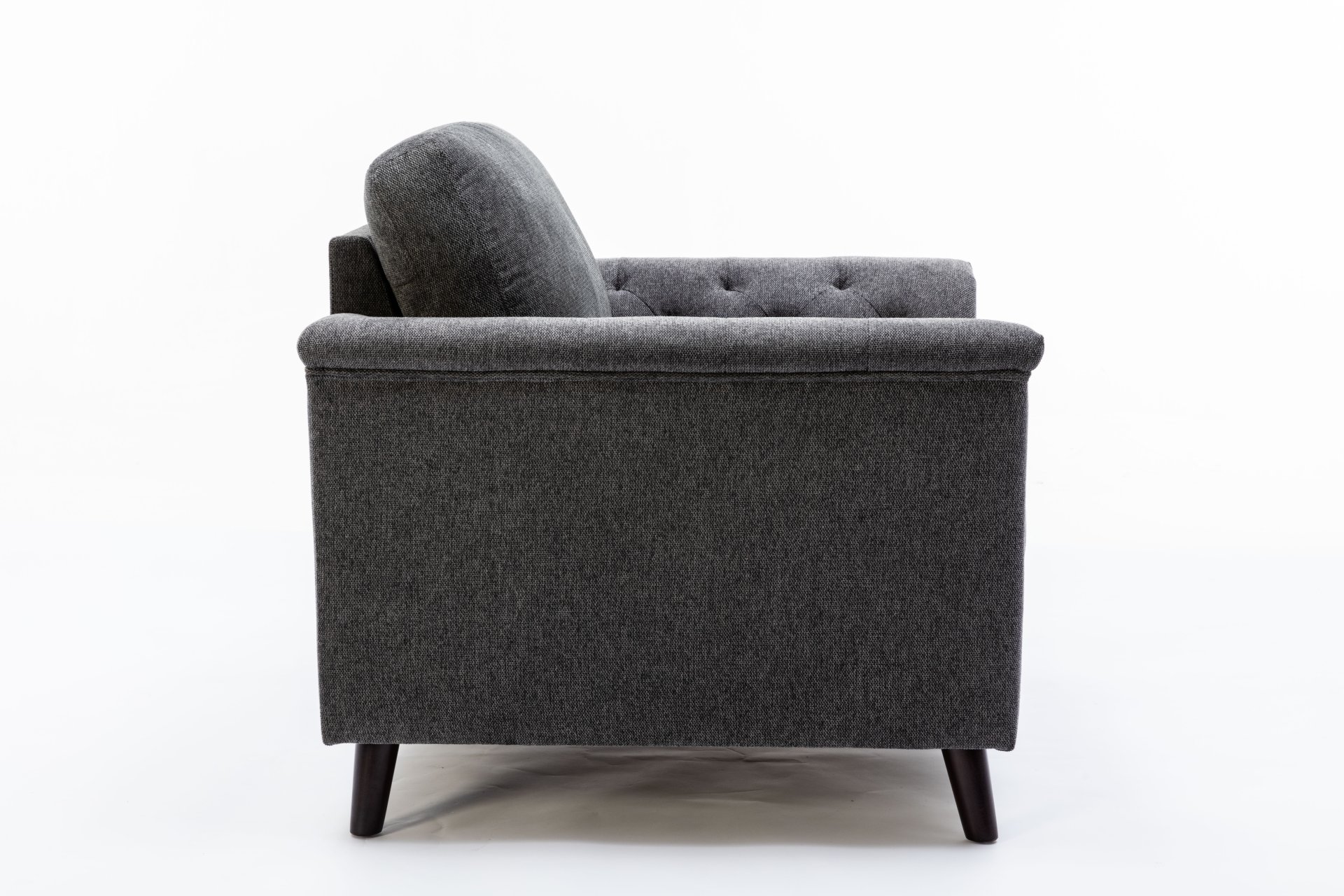 Stanton - Linen Chair With Tufted Arms - Dark Gray - Image 4