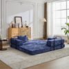Convertible Floor Sofa Bed With Fixed Shape Frame, Loveseats Boneless Modular Sectional, For Living Room - Dark Blue - Image 16