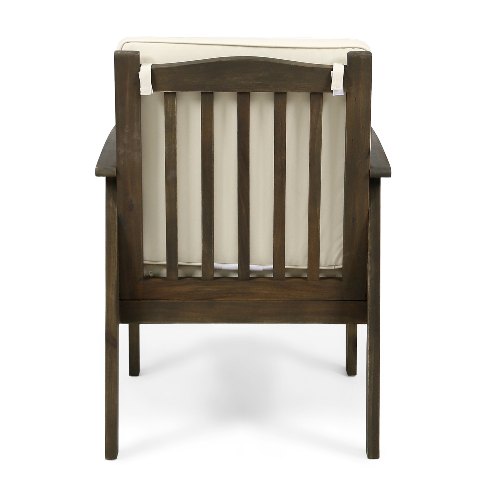 Casa Acacia Wood Club Chairs (Set of 2) With Water Resistant Cushions - Gray / Cream - Image 12
