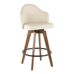 Ahoy - Mid-Century Counter Stool - Walnut / Cream