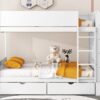 Full Over Full Bunk Bed With 2 Drawers And Multi-Layer Cabinet - White - Image 15
