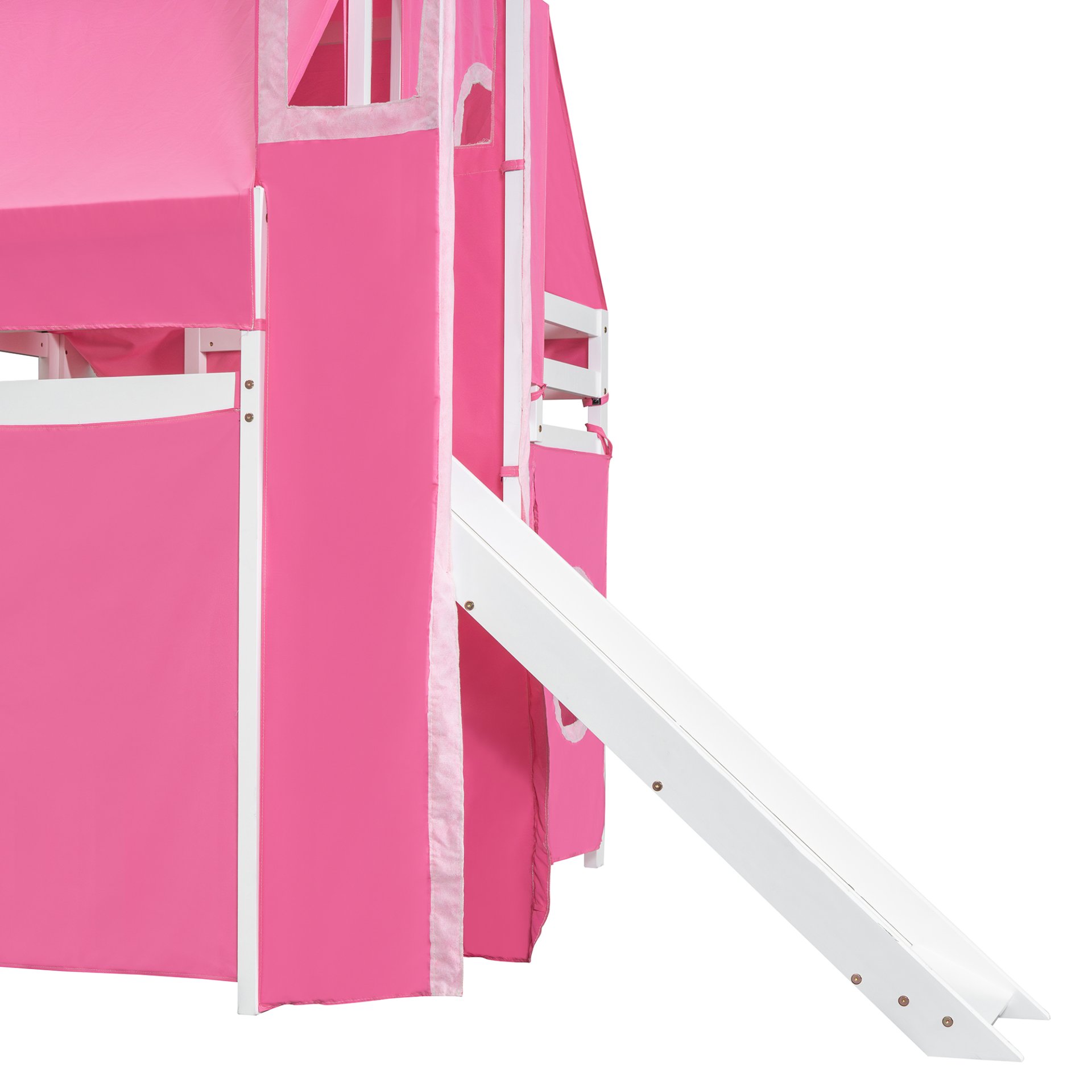 Full Size Loft Bed With Tent And Tower - Pink - Image 18