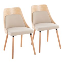 Anabelle - Mid-Century Modern Chair (Set of 2) - Natural / Cream