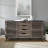 Contemporary Sliding Slat Door Sideboard - Ebony / Dark Walnut - Image 4