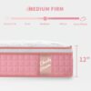 12" Full Size Hybrid Mattress 7 Zoned Individual Pocket Spring Memory Foam Cool Knitted Cover - Pink - Image 2
