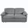 Modern Convertible Sleeper Sofa Bed With Pull Out Queen Design, Side Storage & Thick Cushions Chenille Loveseat For Living Room Or Bedroom 3 In 1 Function - Gray - Image 19