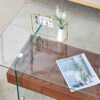 Modern 2 Tier Coffee Table With Drawer Clear Tempered Glass, Multifunctional Storage - Transparent / Wood - Image 14