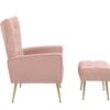 Modern Accent Chair With Ottoman, Comfy Armchair For Living Room, Bedroom, Apartment - Pink - Image 17
