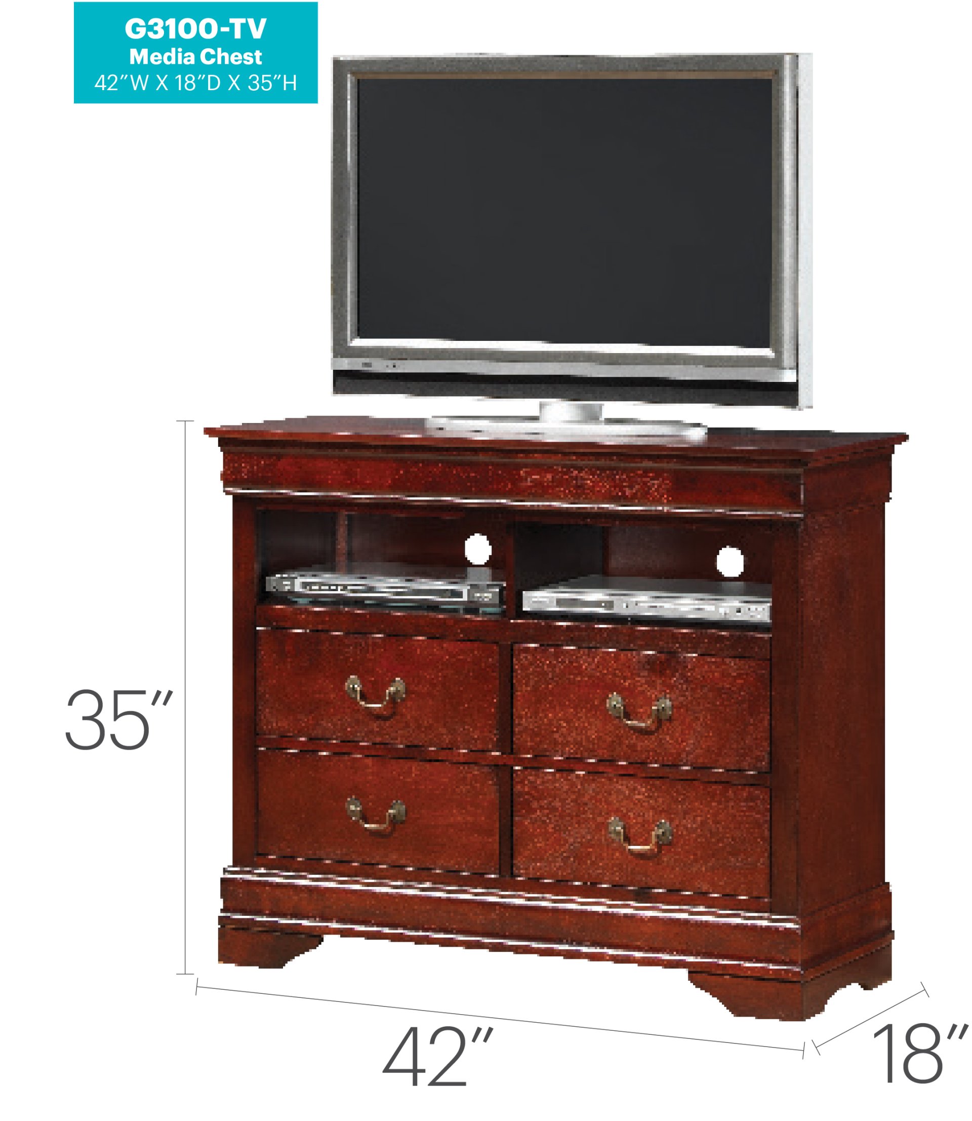 TV Media Chest - Cherry - Image 2