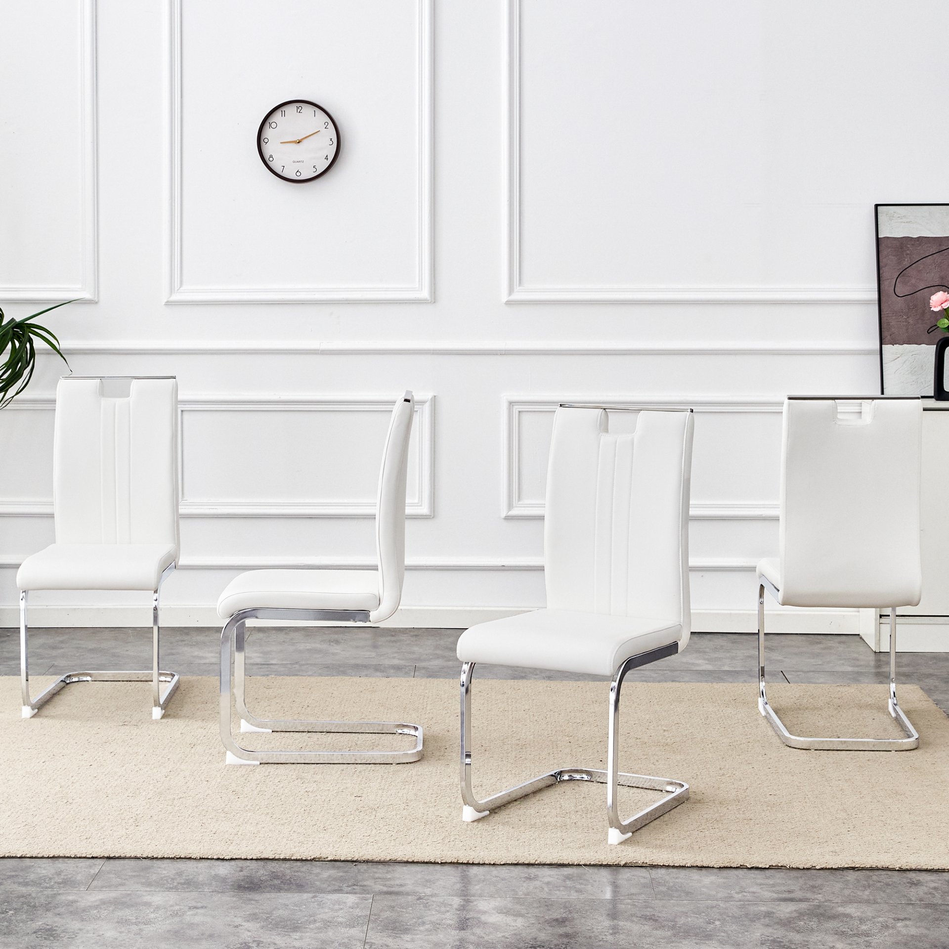 (Set of 4) Material Bow Shaped Chairs Adding Fashion To Minimalist And Contemporary Home Styles - White - Image 5