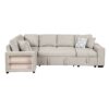 U-Shaped Sectional Sofa Pull-Out Sofa Bed With Two USB Ports, A Storage Chaise Lounge And Four Back Pillows For Living Room - Beige - Image 12
