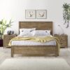 Albany - Twin Bed Frame With Headboard, Heavy Duty Modern Rustic Twin Size Bed Frames - Walnut - Image 2