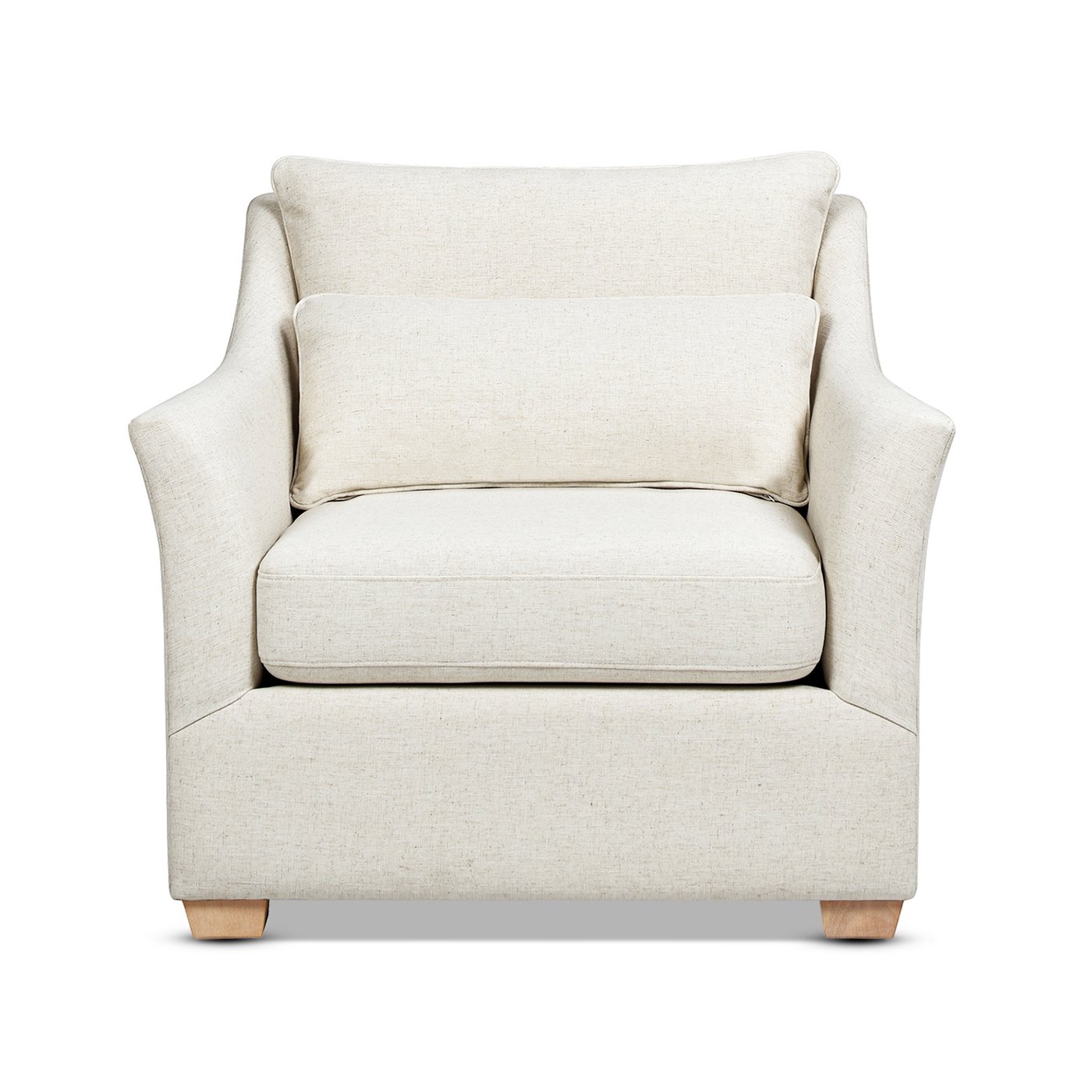 Ada - Flared Arm Contemporary Armchair With Lumbar Pillow - Flax White - Image 3