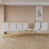 Modern Dining Chairs (Set of 2), High Back Upholstered Side Chair With C Shaped Tube, Leather, Golden Metal Legs - White - Image 18