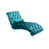 Velvet Chaise Lounge Indoor, Button Tufted Upholstered Chaise Lounge Chair With Pillow - Teal - Image 11