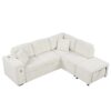 Sectional Sofa L-Shaped Sofa Couch Pull-Out Sofa Bed With A Movable Ottoman, Two USB Ports And Two Cup Holders For Living Room - Beige - Image 14