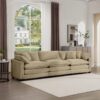 Mid Century Modern Sectional Sofa 3 Seater With Arm And Throw Pillows - Tan - Image 2