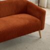 Modern Loveseat Couch Sofa With Corduroy Upholstery, Wooden Legs, 2 Seat For Small Spaces Office Studio Apartment Bedroom - Orange - Image 13