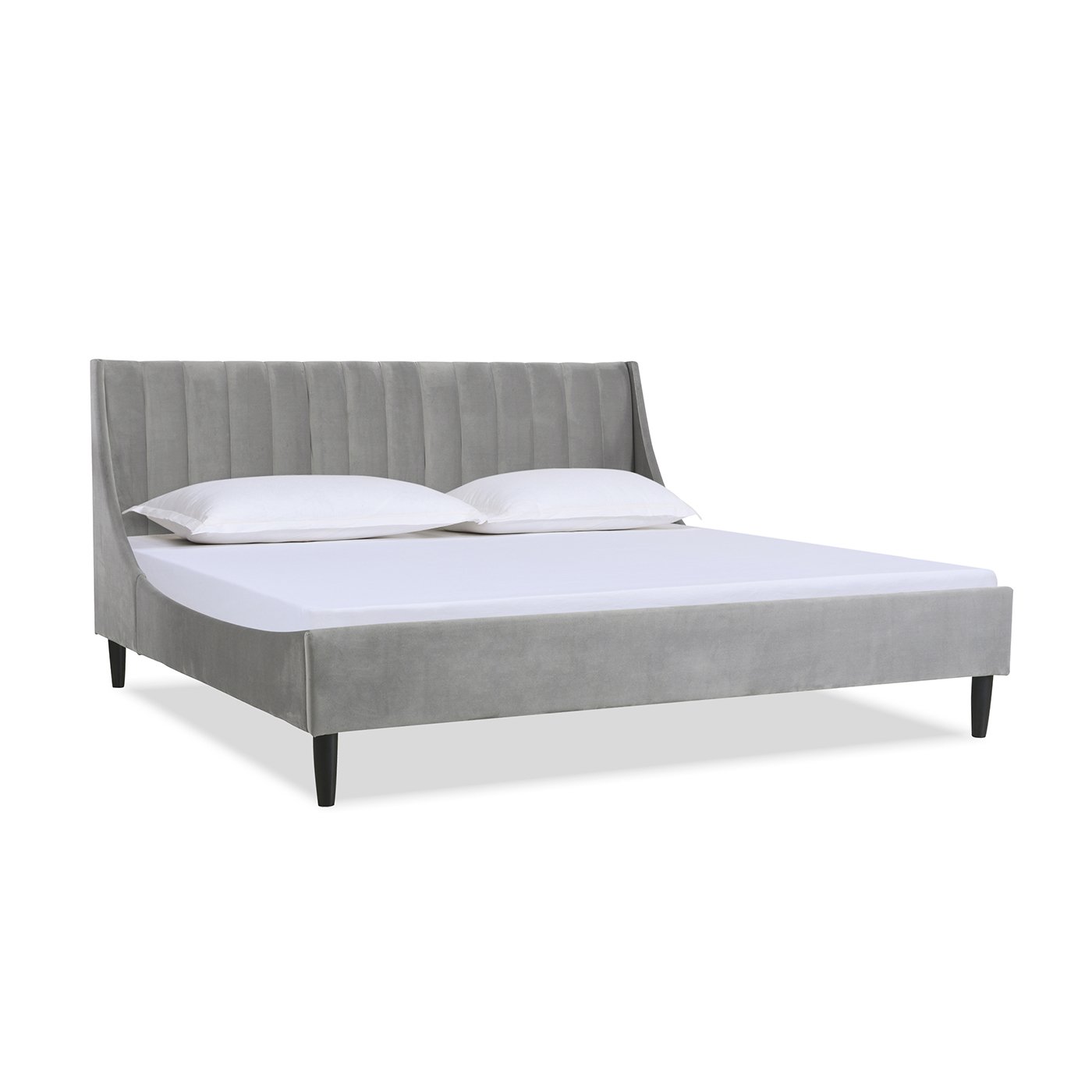 Aspen - King Vertical Tufted Modern Headboard Platform Bed Set - Opal Gray - Image 3