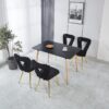 Modern Chair With Golden Iron Tube Legs - Black Soft Cushions And Comfortable Backrest, Suitable For Dining Room, Living Room, Cafe, Hairball Back (Set of 2) - Black - Image 7