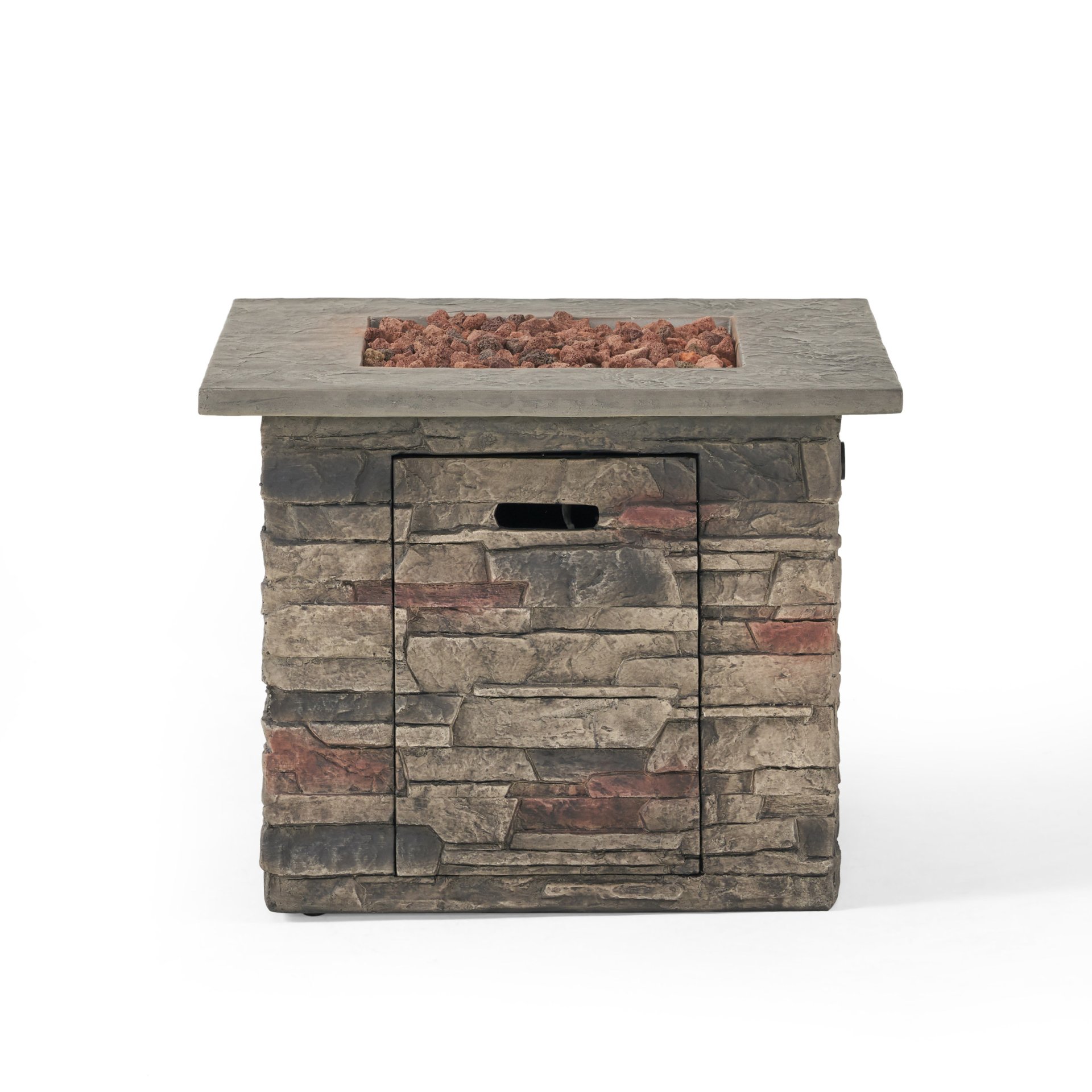 Classic Design Square Fire Pit With Top And 40, 000 Btu Heat Output - Stone Gray - Image 11